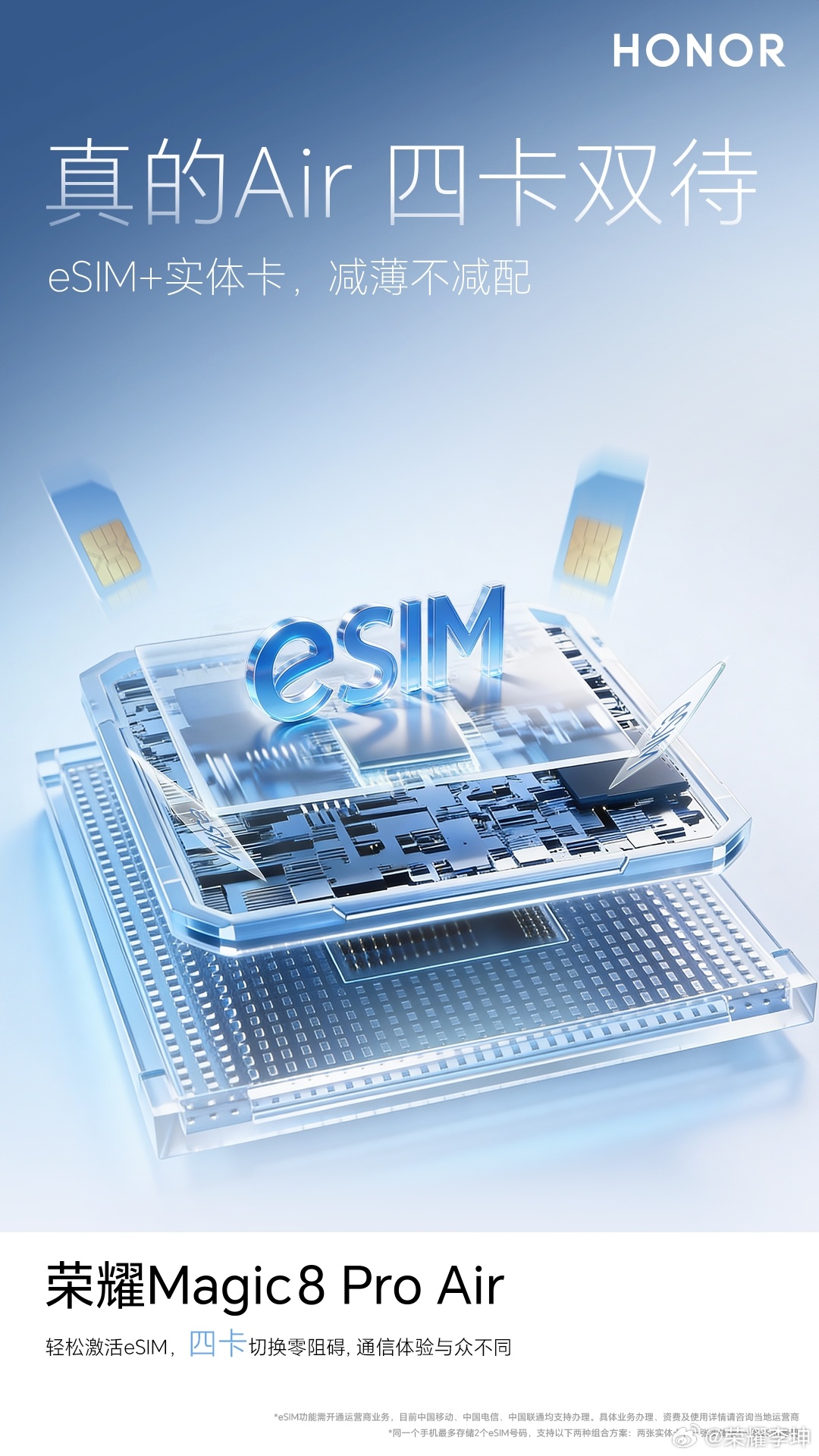 荣耀Magic8 Pro Air发布会19日举办 核心参数及四卡双待功能曝光