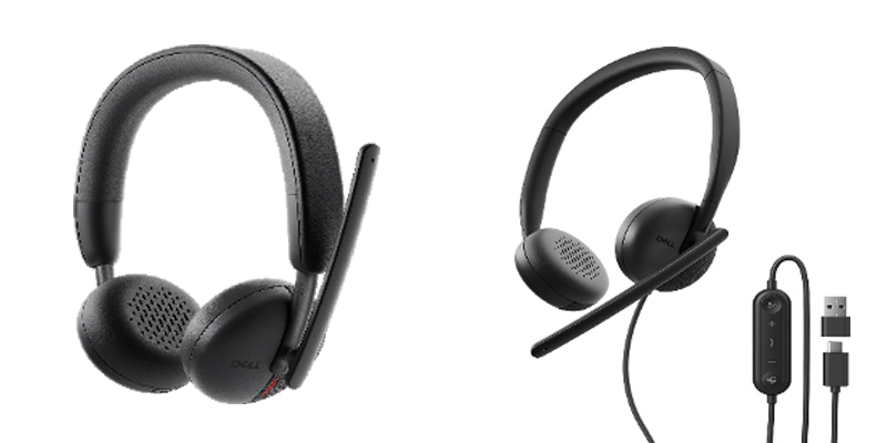 左：戴尔无线耳机（WL3024） 右：戴尔有线耳机（WH3024）
