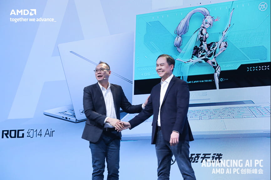 华硕电脑全球副总裁石文宏与AMD高级副总裁、计算与图形事业部总经理Jack Huynh