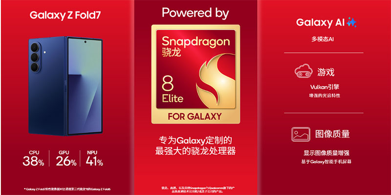 性能强大的骁龙移动平台为三星Galaxy Z Fold7在全球提供支持