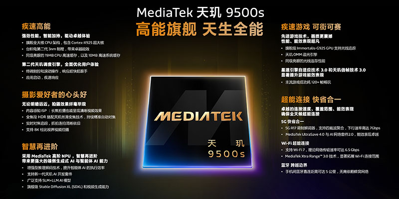 联发科天玑9500s旗舰芯片发布 3nm全大核加持光追与端侧AI