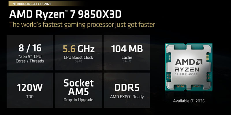 AMD Ryzen 7 9850X3D评测28日解禁 1月29日正式发售